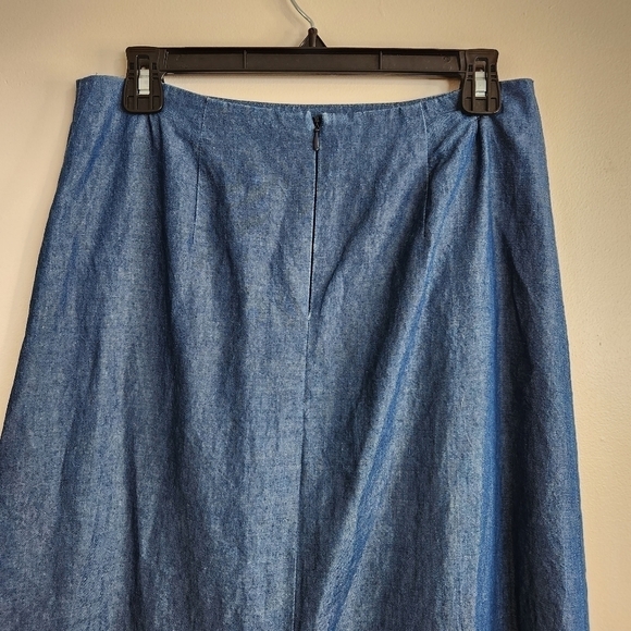 Vintage "Lily Custom Tailor" Chambray Denim Coastal Cowgirl Flare Skirt Size 29 - Picture 6 of 12
